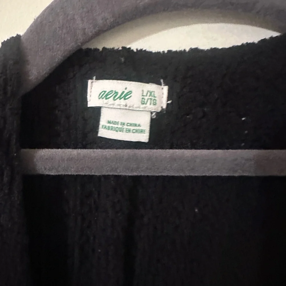 Aerie Cozy Black Knit Top